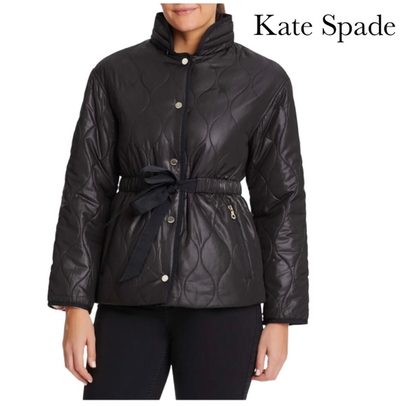 Kate Spade New York black quilted coat jacket - Picture 1 of 11